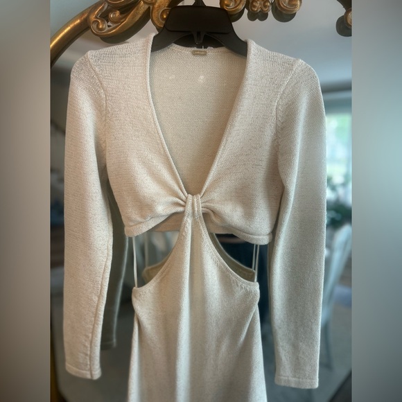 Cult Gaia Serita Knit Cutout Maxi Dress Ivory Long Sleeve Size M - Picture 8 of 12